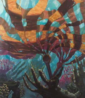 Colorful underwater scene painting on a white wall